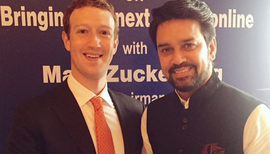 अनुराग ठाकुर ने की फेसबुक के संस्थापक मार्क जक़रबर्ग से मुलाकात